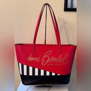 Henri Bendel Extra Large Black, Red, White Color Block Tote, EUC